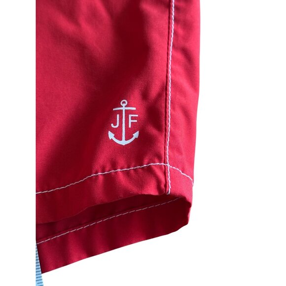 Joe Fresh Red Mens Swim Shorts L Drawstring Elastic Waist Anchor Logo - Picture 6 of 8